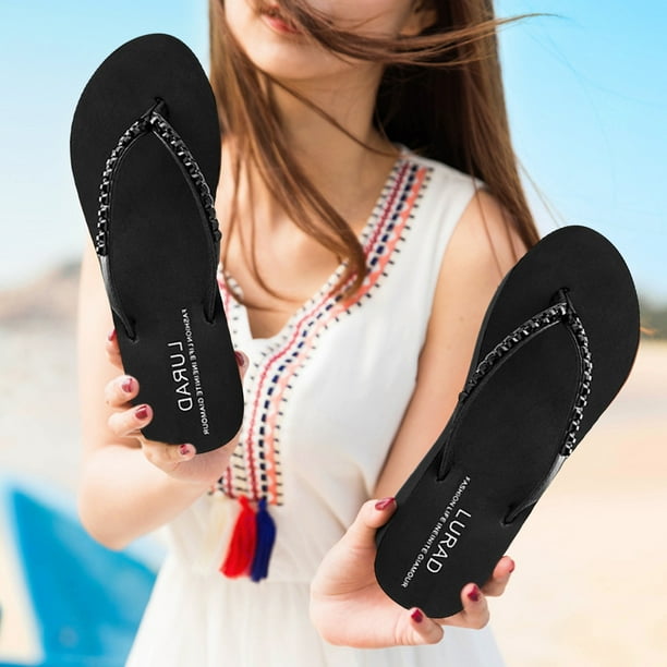 Sandalias de cuña para mujer, sandalias de playa, cómodas, con plataforma de playa, transpirables, antideslizantes, para reuniones errantes