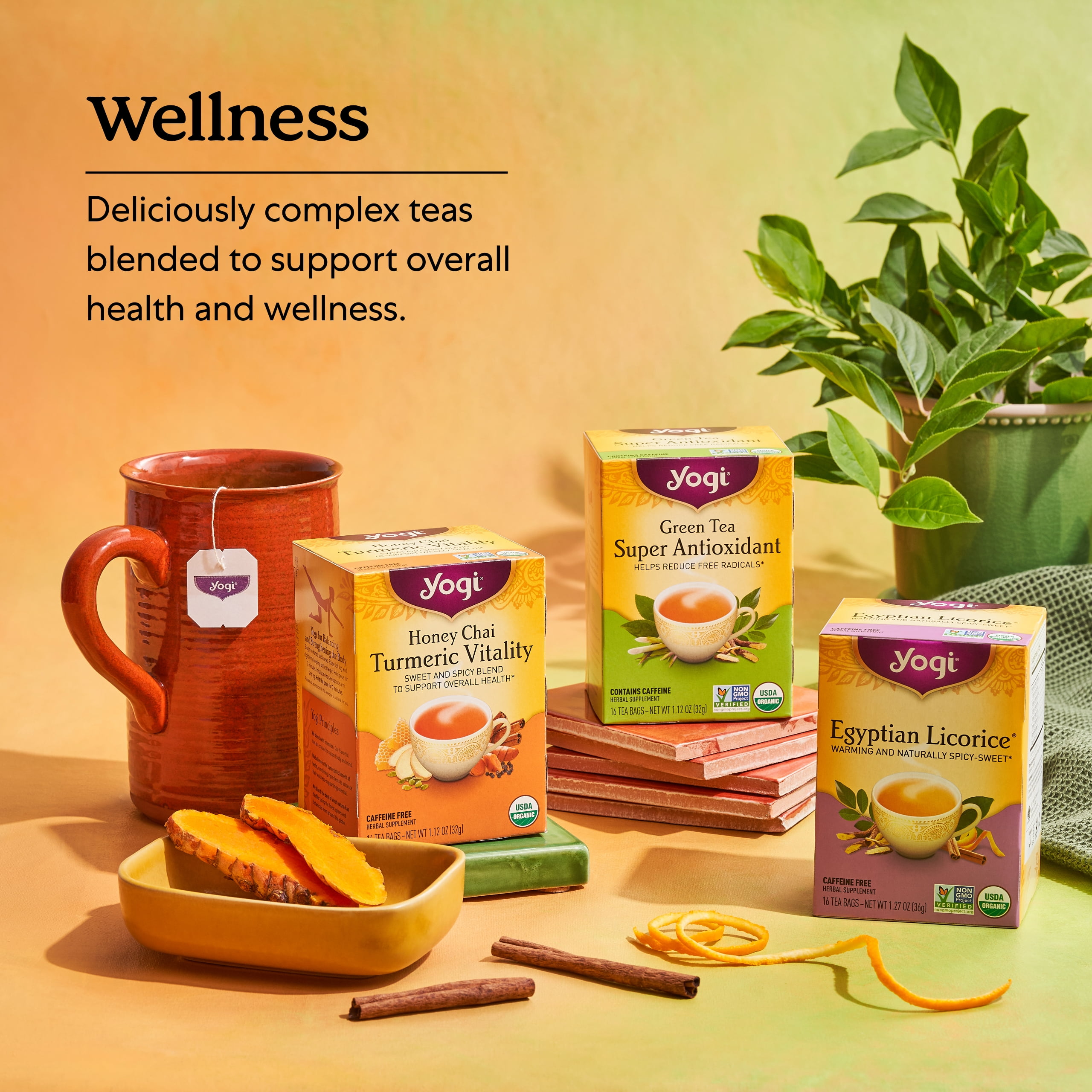 Yogi Tea Green Tea Super Antioxidant, Green Tea, Wellness Tea Bags, 6 Boxes of 16
