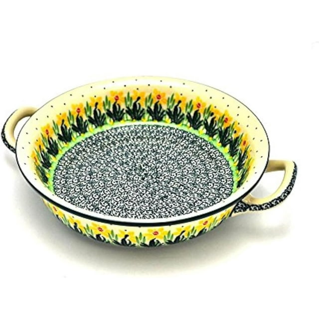Polish Pottery Baker - Round with Handles - 8" - Daffodil
