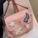 thumbnail image 4 of Bolso Mensajero Lindo para Mujer Lienzo Con Apliques Letras Y Estrellas para Adolescentes Y Estudiantes (rosa), 4 of 9