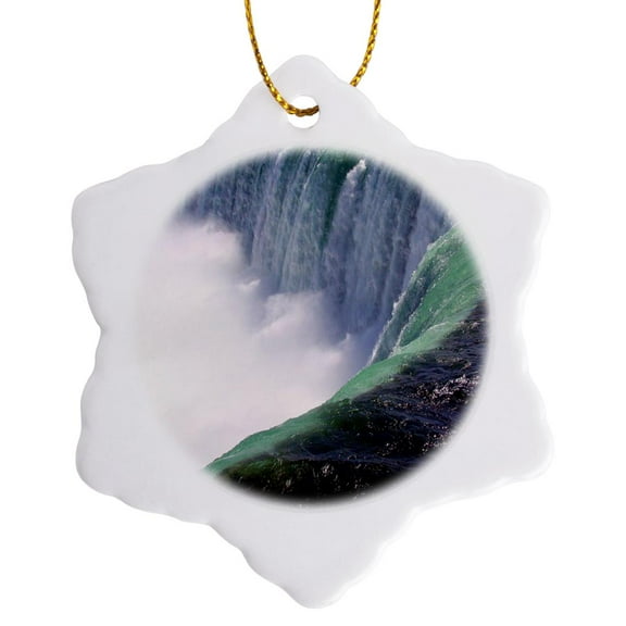3drose, Niagara Falls Part 1, 3 inch Snowflake Porcelain Ornament