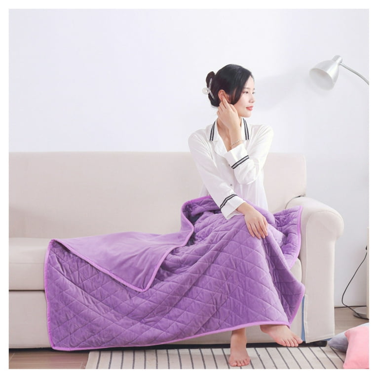 USB Electric Heating Blanket USB Heated Electric Carpet Wearable Warm Blankets Winter Gift for Girls or Ladies Purple B