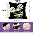 thumbnail image 2 of Halloween Decorative Throw Pillow Covers 20 x 20 Set of 4, Spooky Ghost Mummy Boo Porch Outdoor Home Decor, Purple Black Funny Spider Web Couch Cushion Case, 2 of 6