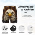 thumbnail image 2 of Kdxio Vintage Pattern Bald Eagle Print Men's Swim Trunks with Compression Liner 7 Inch Inseam Quick Dry Swim Shorts, 2 of 5