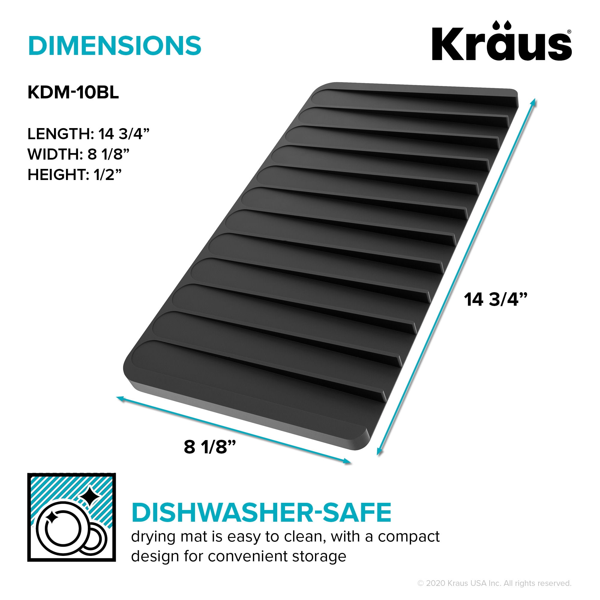 Kraus KDM-KRM-10DG Roll Up Dish Drying Rack - Grey