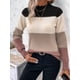 thumbnail image 4 of Suéteres de Bloque de Color para Mujer, Blusas de Larga con Cuello Alto, Suéter de Punto Holgado. Camello XL, 4 of 7