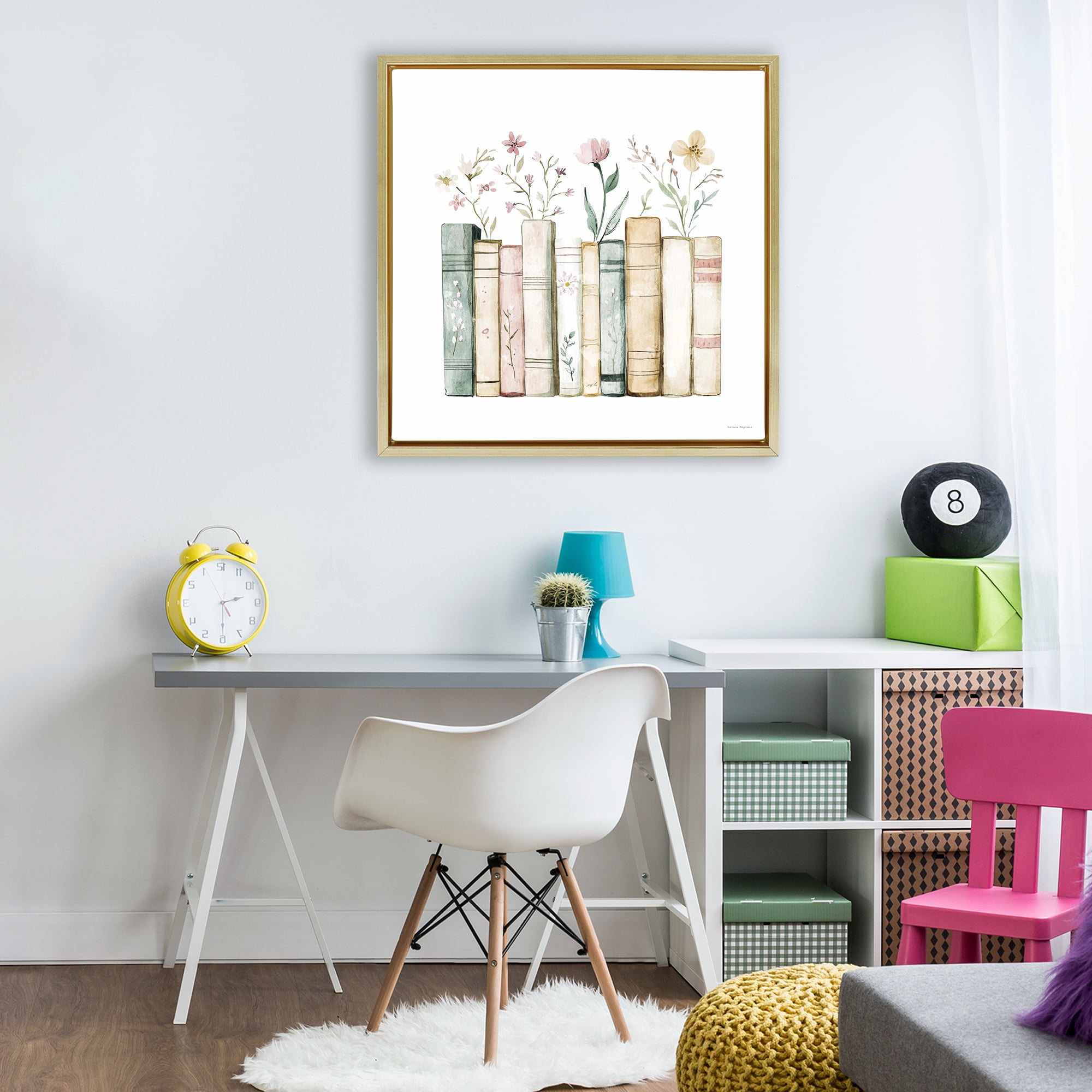 Stupell Industries Floral Stories Library Gold Framed Floater Canvas Wall Art, design by Svetlana Aleynikova