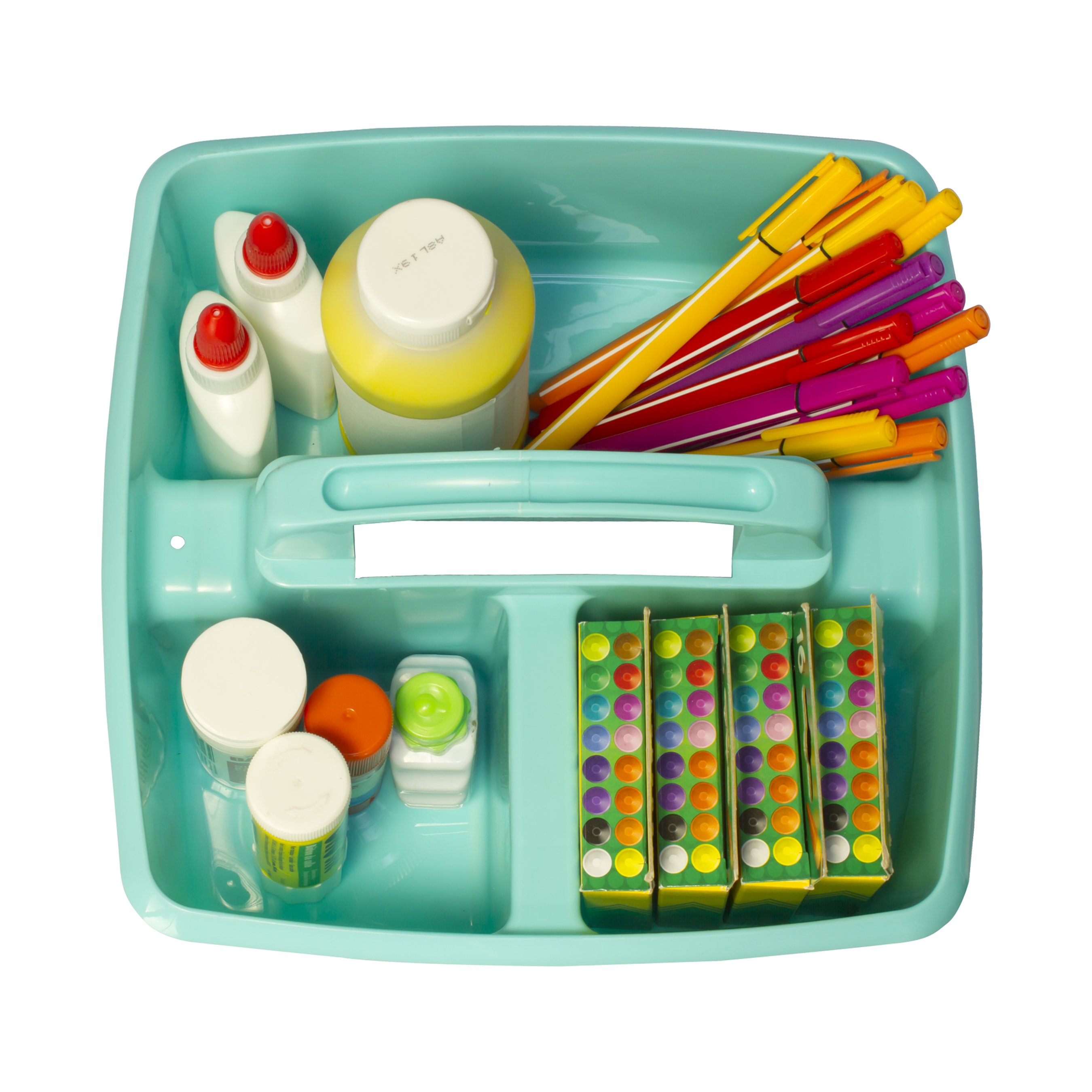 Storex Plastic Desktop Organizer Caddy with Handle, Craft and Hobby Storage Caddies, Teal, 6-Pack