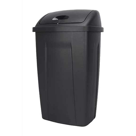 13 Gallon Trash Can, Plastic Swing Top Kitchen Garbage Trash Can (Black)