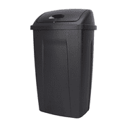 13 Gallon Black Plastic Swing Top Trash Can – Kitchen Garbage Bin with Easy Close Lid