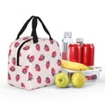 thumbnail image 4 of Rateoe Hand Drawn Strawberry Pattern Insulated Lunch Bag with Thick Aluminum Foil Lunch Tote Bag with Front Pocket for Men and Women, Ideal for Work, School, Picnics, and Travel, 4 of 5