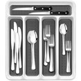 thumbnail image 2 of RayPard 24-Piece Silverware Set, Flatware Set Mirror Polished, Dishwasher Safe Service for 4, Include Fork/Spoon with 5-Compartment Non Slip Silverware Drawer Organizer Box Tray, 2 of 4