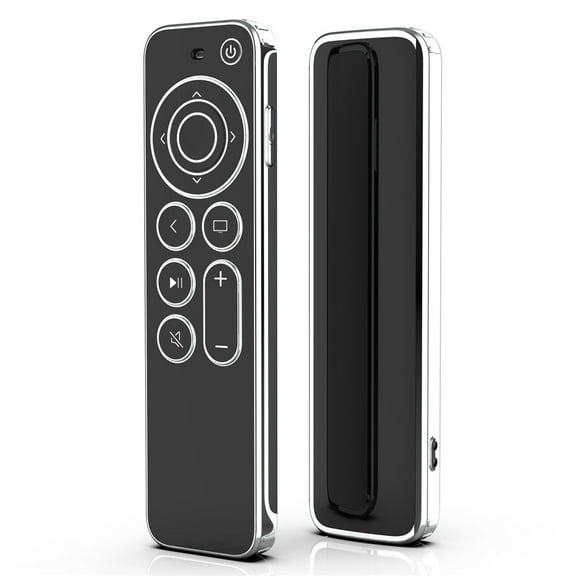 TPU Soft Case Cover Compatible with Ap ple TV 4k 2021 TV Remote Prevent Scratches with Drop Protection-Transparent with Silver Edge