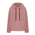 thumbnail image 5 of Frostluinai Fuzzy Fleece Hoodies for Women Long Sleeve Drop Shoulder Warm Sweatshirts Casual Fluffy Pullover Solid Fall Sweaters Womens Sweatshirts, 5 of 6