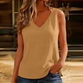 thumbnail image 2 of WTXUE Cotton Linen Tank Tops V Neck Sleeveless Plus Size Vest Tunic Tank Tops Linen Sleeveless Shirts Work Shirts Loose Fitting Tops Soft Shirts Casual Shirts Dressy Casual Tops Basic Tops Khaki L, 2 of 7