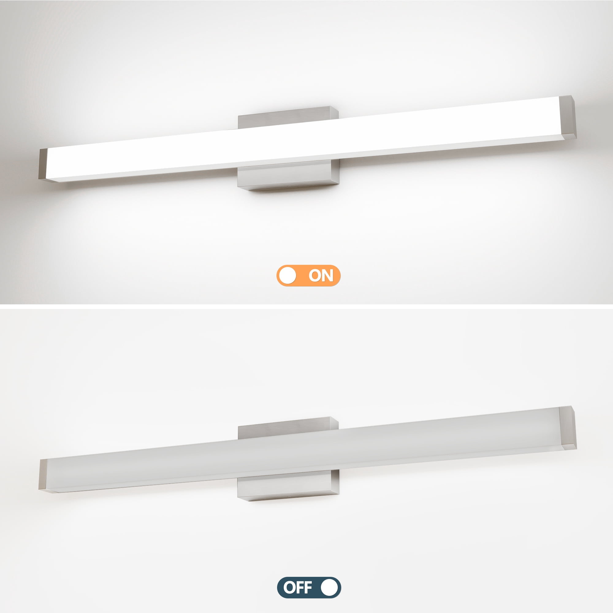 TICOZE 33 Inch Brushed Nickel Modern LED Vanity Light Bar, 18W 6000K Cool White, Energy-Saving Bathroom Mirror Lighting Fixture