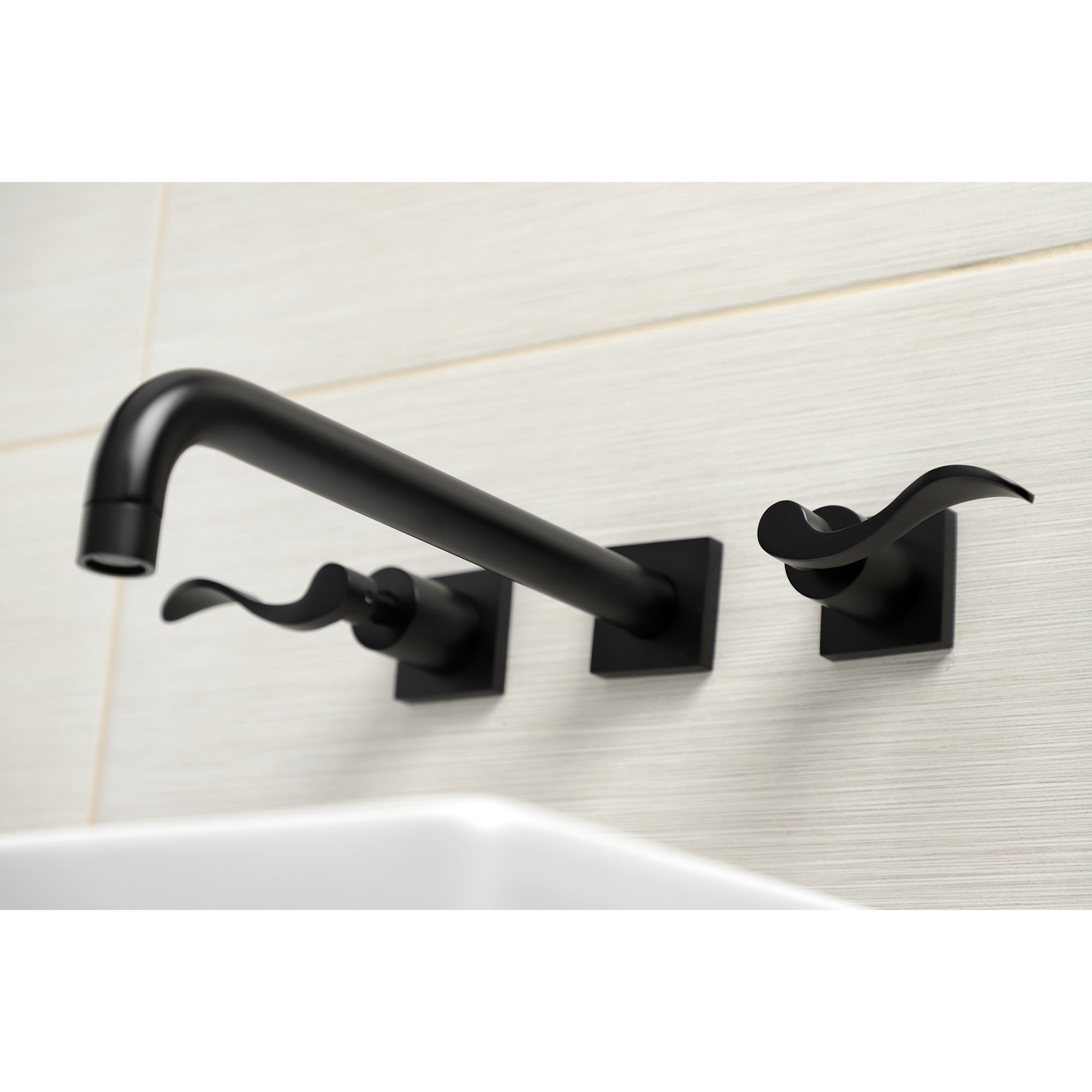 Kingston Brass KS6050DFL NuWave Two-Handle 3-Hole Wall Mount Roman Tub Faucet in Matte Black