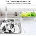 thumbnail image 2 of 2-in-1 Washing Up Bowl Set, Stainless Steel Dish Tub with Colander, Fruit Vegetable Washing Basin, Multi-purpose Bowl Kit for Washing and Draining Rice, Pasta, Food Strainer Mixing Bowl, 2 of 6