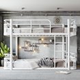 thumbnail image 3 of Leumius Twin XL over Twin XL Bunk Bed Frame with Ladders & Guardrails, Upgraded Round-Pipe Metal Frame, Stylish & Versatile for Any Room,White, 3 of 9