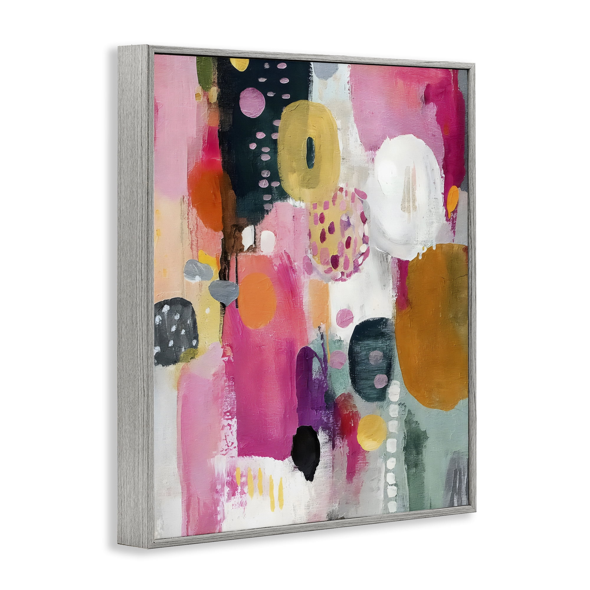 Stupell Industries Abstract Blooms Cascade Gray Framed Giclee Art, design by Riley B