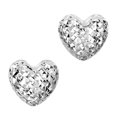 thumbnail image 1 of 14k Gold Diamond Cut Puffy Heart Stud Earrings, 7 x 8mm, 1 of 1