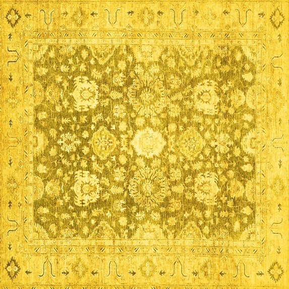Ahgly Company Indoor Square Abstract Yellow Modern Area Rugs, 3' Square