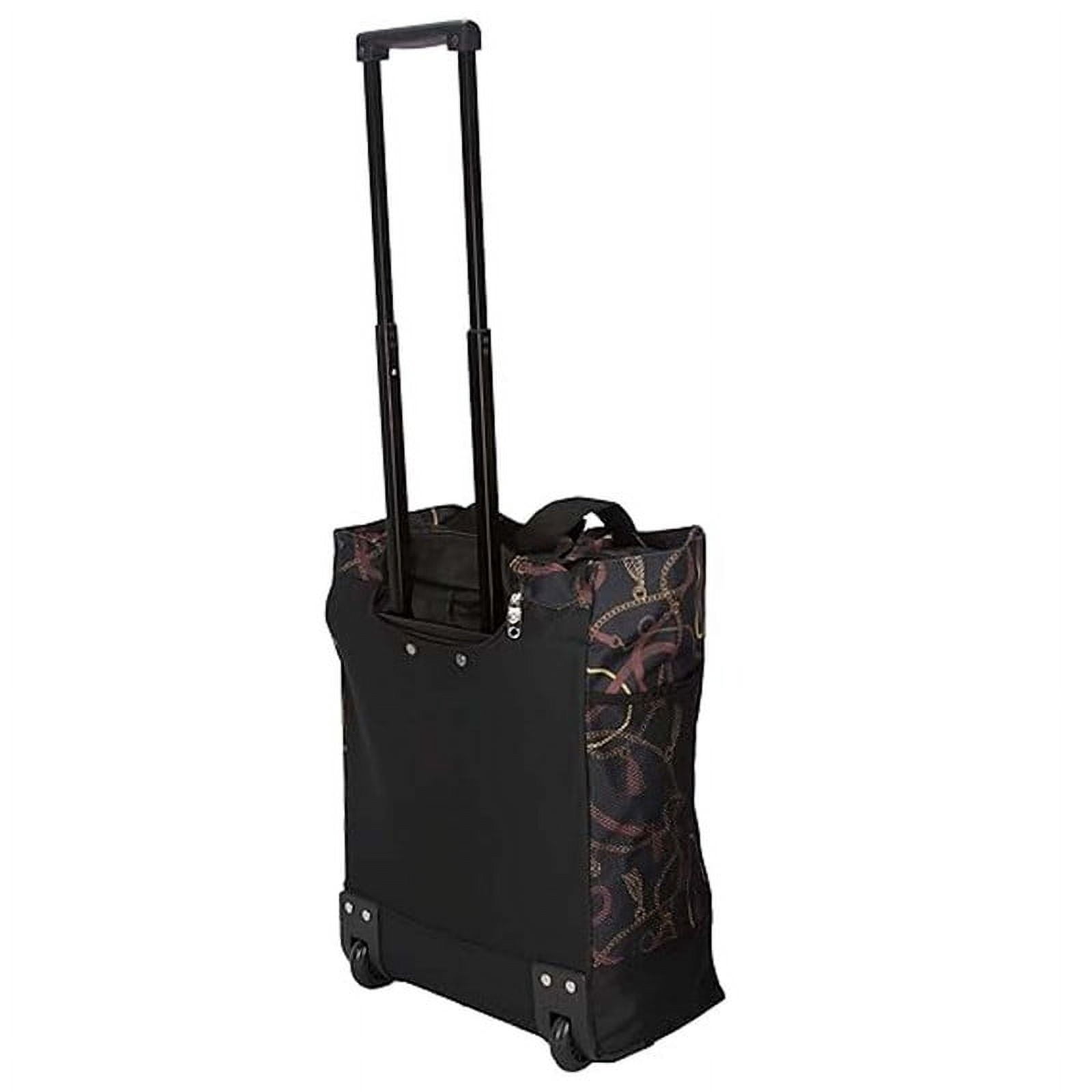 20" Carry-on Rolling Luggage Bag,Print Shopping Bag Tote with Wheels,Portable Grocery Trolley Bag for Short Trips,Beach & Daily Use,Chains - TF023