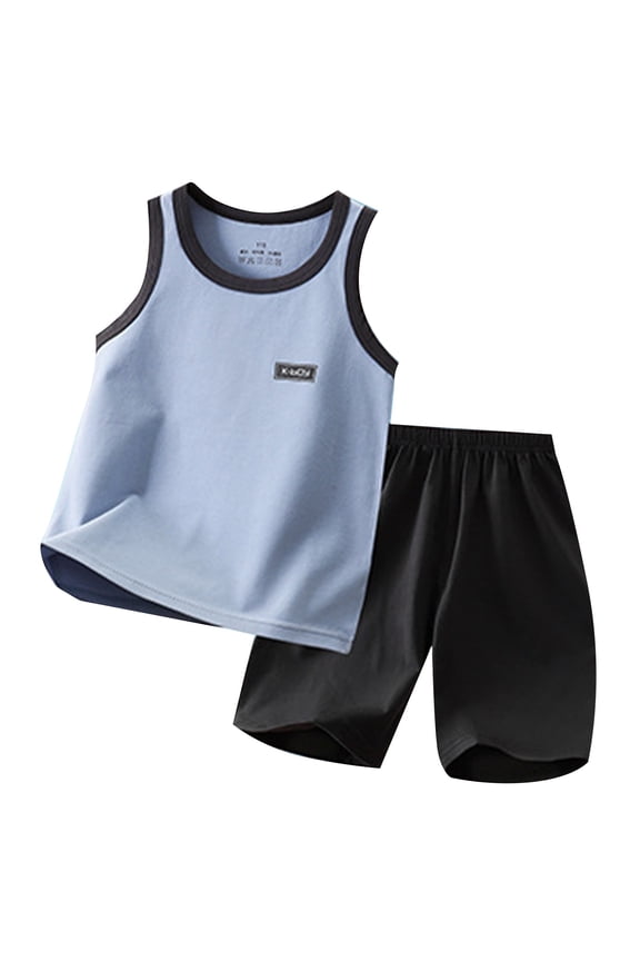 Boys Casual Sports Summer Shorts Vest T-Shirt And Shorts 2PCS Outfits Sets 10-12 Years Comfort Kids Wear