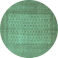 thumbnail image 1 of Ahgly Company Indoor Round Southwestern Turquoise Blue Country Area Rugs, 5' Round, 1 of 4