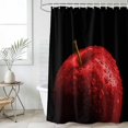thumbnail image 6 of Polyester Fabric Red Fruit Shower Curtain, Modern Minimalist Decor Black Background Waterproof Bathtub Curtain Bathroom Decor Set with Hooks 72 x 72 Inches, 6 of 6