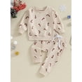 thumbnail image 2 of Michellecmm Baby Girl Boy Christmas Holiday Party Outfits Clothes Toddler Long Sleeve Candy Print Sweatshirt+Elastic Waistband Pants 2Pcs Clothes for Newborn, 2 of 9