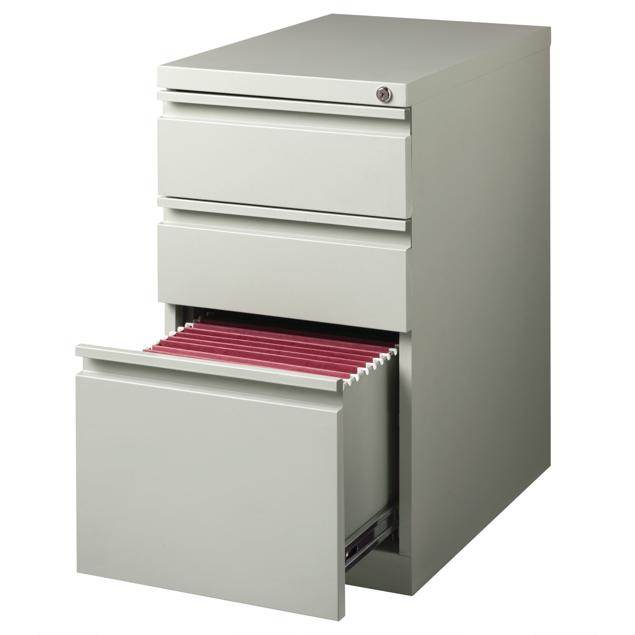 Hirsh 23" Deep Mobile Pedestal File Cabinet 3 Drawer Box-Box-File, Letter Width, Gray