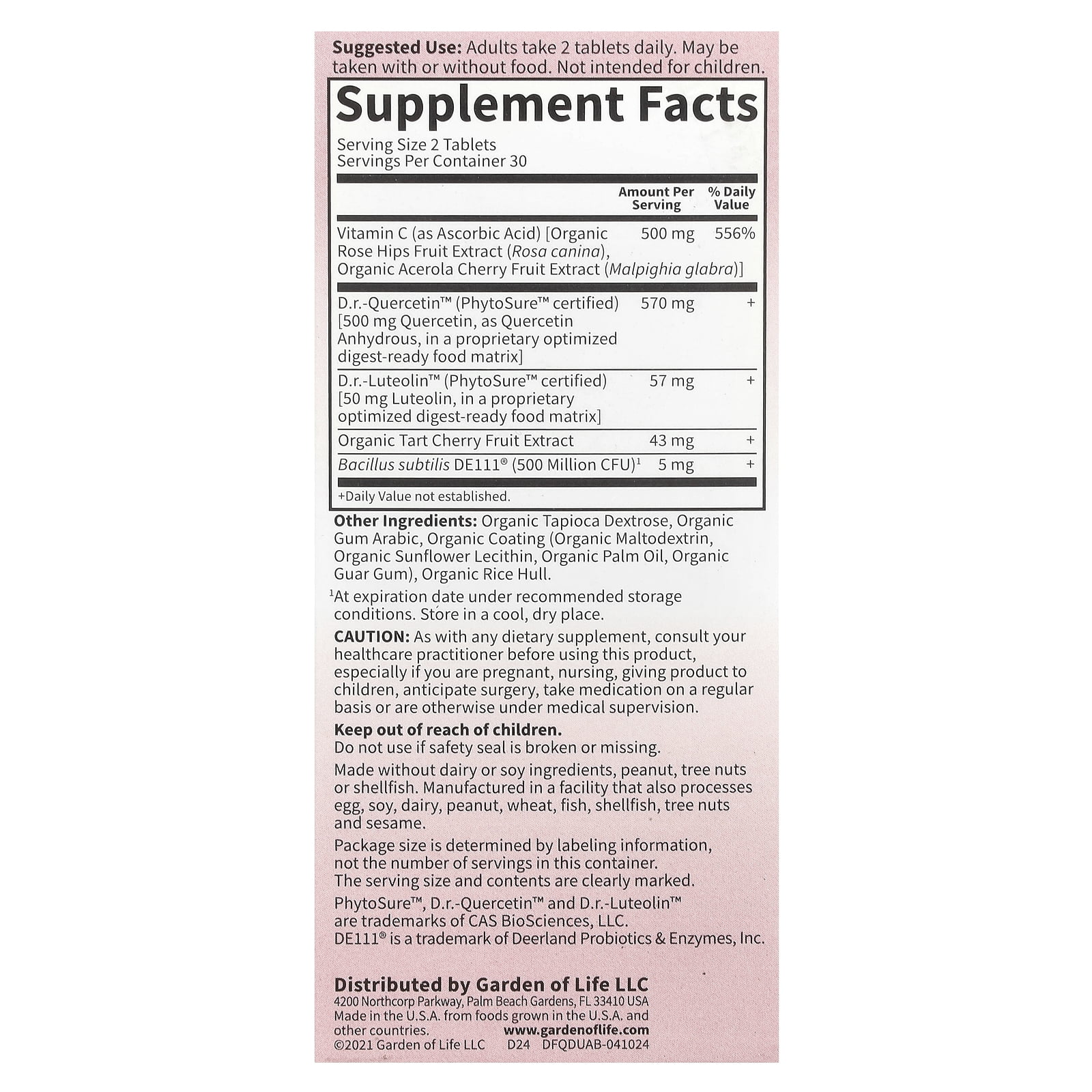 Garden of Life Dr. Formulated, Quercetin Drop Uric Acid, 500 mg, 60 Vegan Tablets