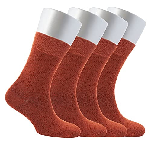 Bamboo Socks Mens Dress Crew Socks Organic Thin Seamless Soft Comfortable Socks 4 Pack Assorted Color Gift Box 