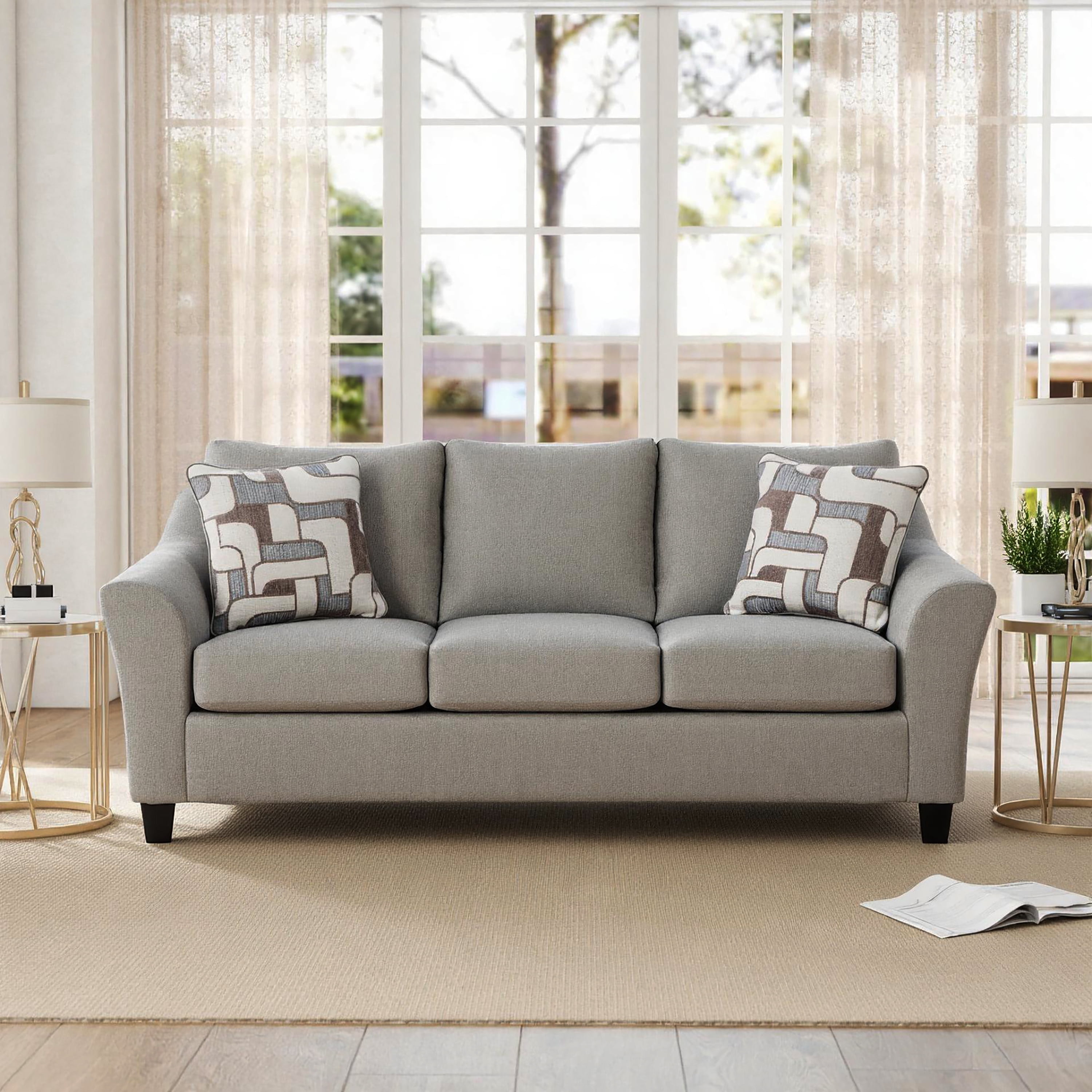 Roundhill Furniture Elaris Contemporary Flared Arm Sofa with Soft Chenille Upholstery, Taupe