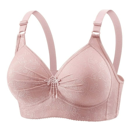 Gnurob Women s Lace Bra Plus Size Bralettes Push Up Bralette Comfort Wireless Bras Adjustable Straps Underwear for Heavy Breast Sprots lingerie Clearance Saving Pink X-Large