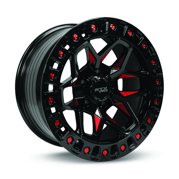 RTX Zion 17x9 5x127 ET-15 CB71.5 Gloss Black Milled Red Wheel