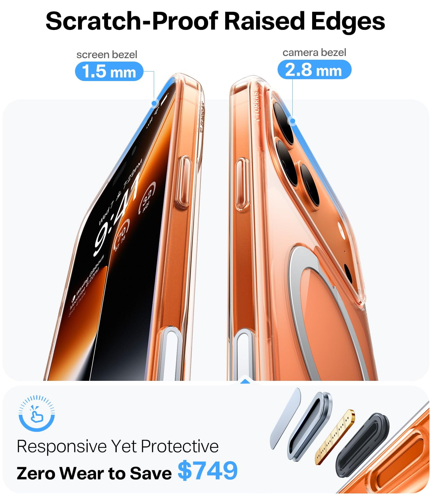 TORRAS Q3 Spin for iPhone 17 Pro Case, Patented 360 Magnetic Stand, Fit for MagSafe, Built-in Ring Holder Kickstand, Mil-Grade Protective Case for iPhone 17 Pro, Camera Control, Clear