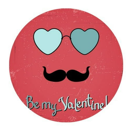 MKHERT Be My Valentine Abstract Face with Mustache Round Mousepad Mat For Mouse Mice Size 7.87x7.87