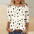 thumbnail image 2 of Cute Heart Shirts for Valentines Day Women Classic 3/4 Sleeve Tops Trendy Plus Size Basic Tee Shirt, 2 of 4