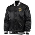 thumbnail image 2 of Men's Starter Black Minnesota Vikings Locker Room Satin Varsity Full-Snap Jacket, 2 of 4