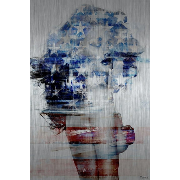 Parvez Taj Stars and Stripes Girl Metal Wall Art, 12" x 8"