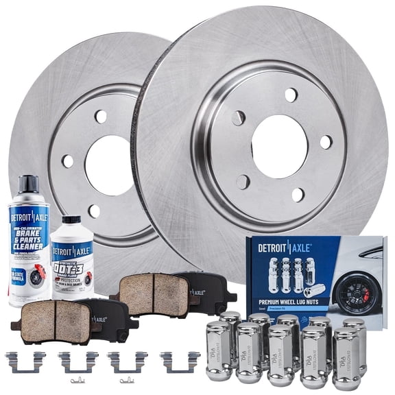 Detroit Axle - Front Brake Kit for Chevrolet Malibu Pontiac G6 Saturn Aura, Disc Brakes Rotors Ceramic Brake Pads Wheel Lug Nuts Replacement: 11.65'' inch Front Rotor