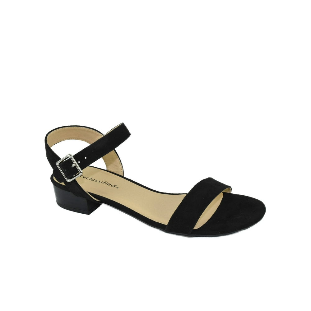 black short heels with ankle strap