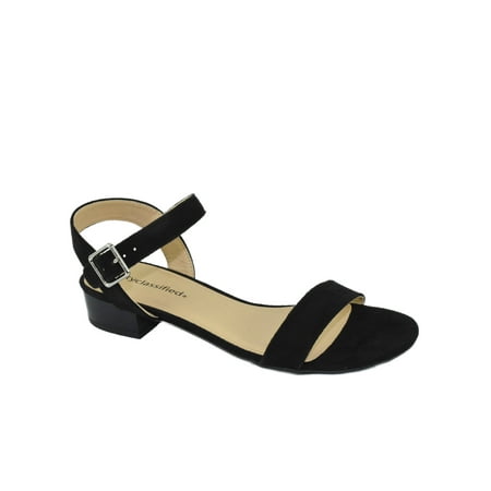 Refer Black Dress Sandals Small Short Heel City Classified Women Peep Toe Buckled Ankle