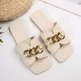 thumbnail image 4 of LOVZFMLL Women's Flat Sandals Summer Casual Square Toe Slippers for Beach Comfort Walking Slides Outdoor Open Toe Slip On Beige 8.5, 4 of 9