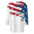 thumbnail image 4 of ZQUUVOU 4Th Of July Shirts Women's T-Shirt Button Henley V Neck Short Sleeve Print Stars And Stripes Tops White (L), 4 of 5