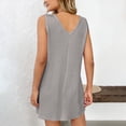 thumbnail image 5 of Summer Beach Dresses for Womens 2026 Plus Size Fashion Solid Color Pocket Fashion Large Size Sleeveless V-Neck Dress, 5 of 6