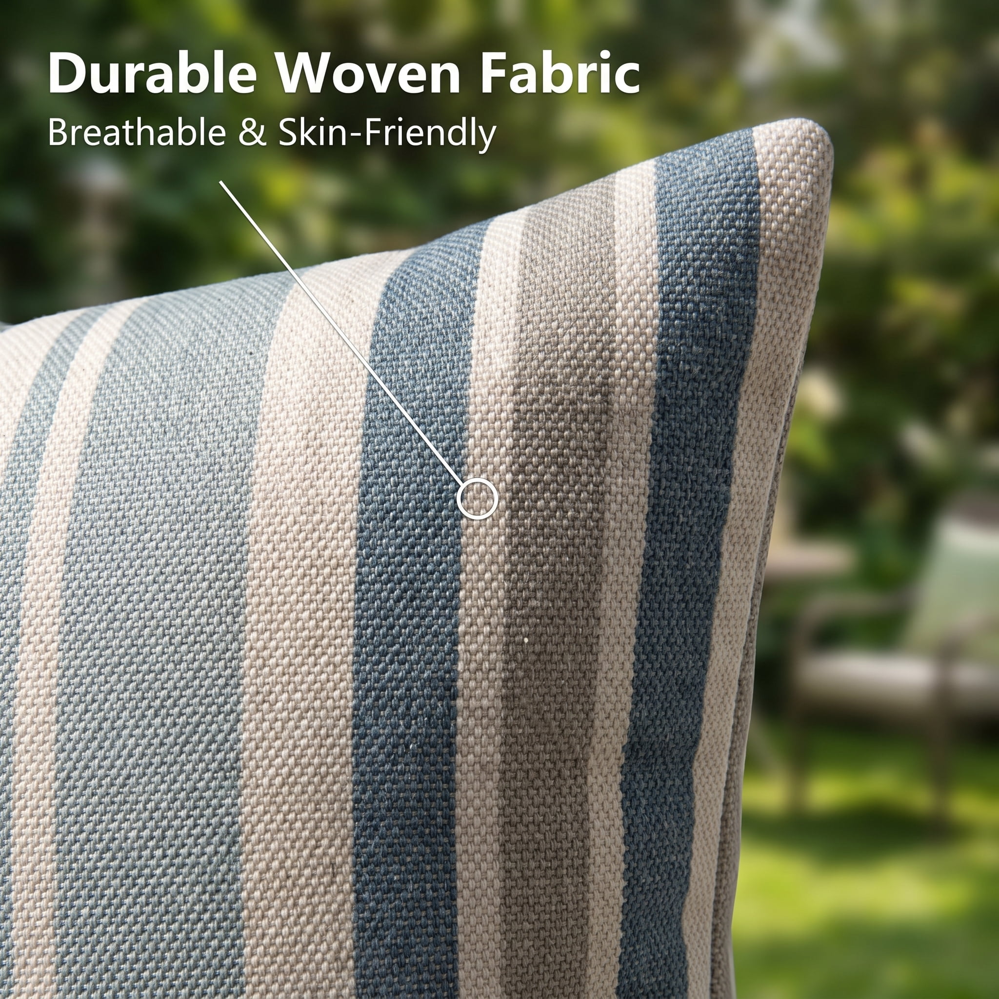 DURAMOXLQ 18"x18" Outdoor Throw Pillows Set of 2, Weather & Fade Resistant Striped Decorative Pillows for Patio Furniture