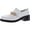 White, variant on AQUA Womens White Bone Lizard Embossed Chain Accent Cushioned Lena Round Toe Block Heel Slip On Leather Dress Heeled Loafers 8.5 M